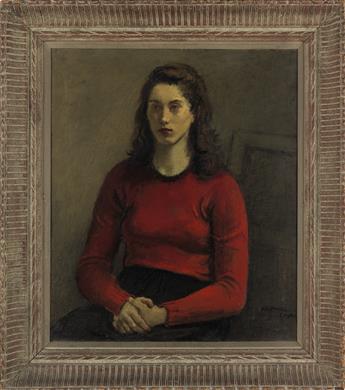 RAPHAEL SOYER Portrait of a Woman in a Red Sweater (Cynthia).